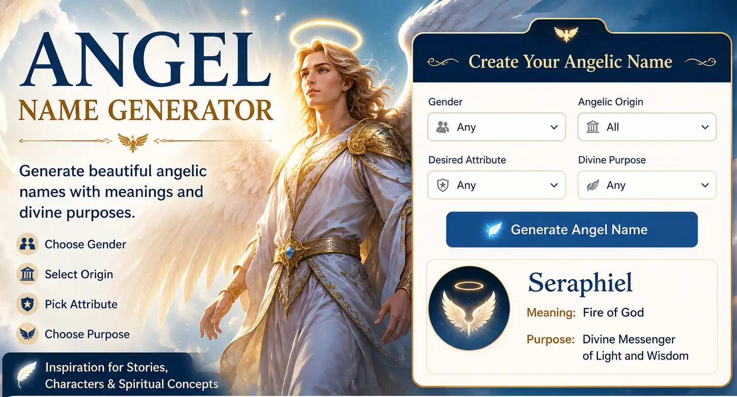 Angel Name Generator 2026 | Angelic Names With Meanings