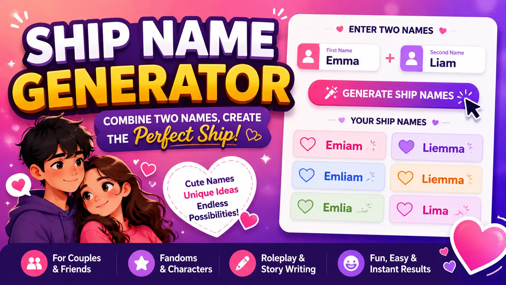 Create a Cute Couple Ship Name