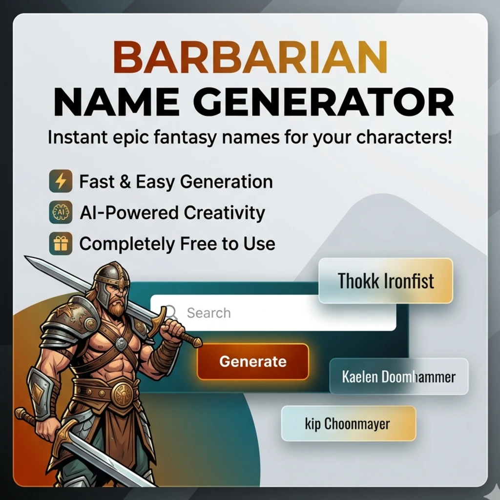 Barbarian Name Generator [Free Tool & AI Powered]