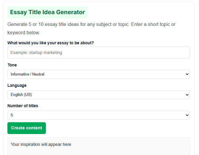 Essay Title Generator