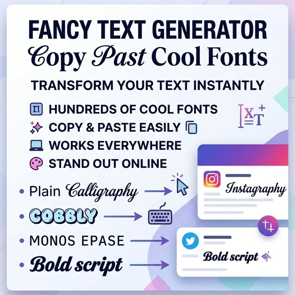 Fancy Text Generator 𝒞ℴ𝓅𝓎 𝒫𝒶𝓈𝓉 Cool Fonts