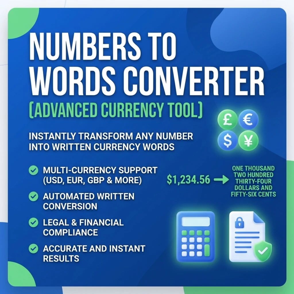 Numbers to Words Converter [Advanced Currency Tool]