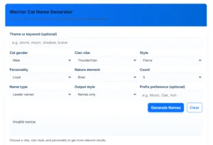Warrior Cat Name Generator Tool